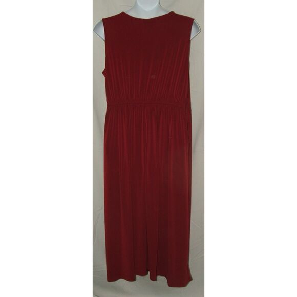 Maroon Plus Sz 22/24 Stretchy Sleeveless Jersey Knit Faux Wrap Dress LANE BRYANT - Picture 5 of 6